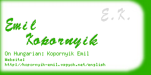 emil kopornyik business card